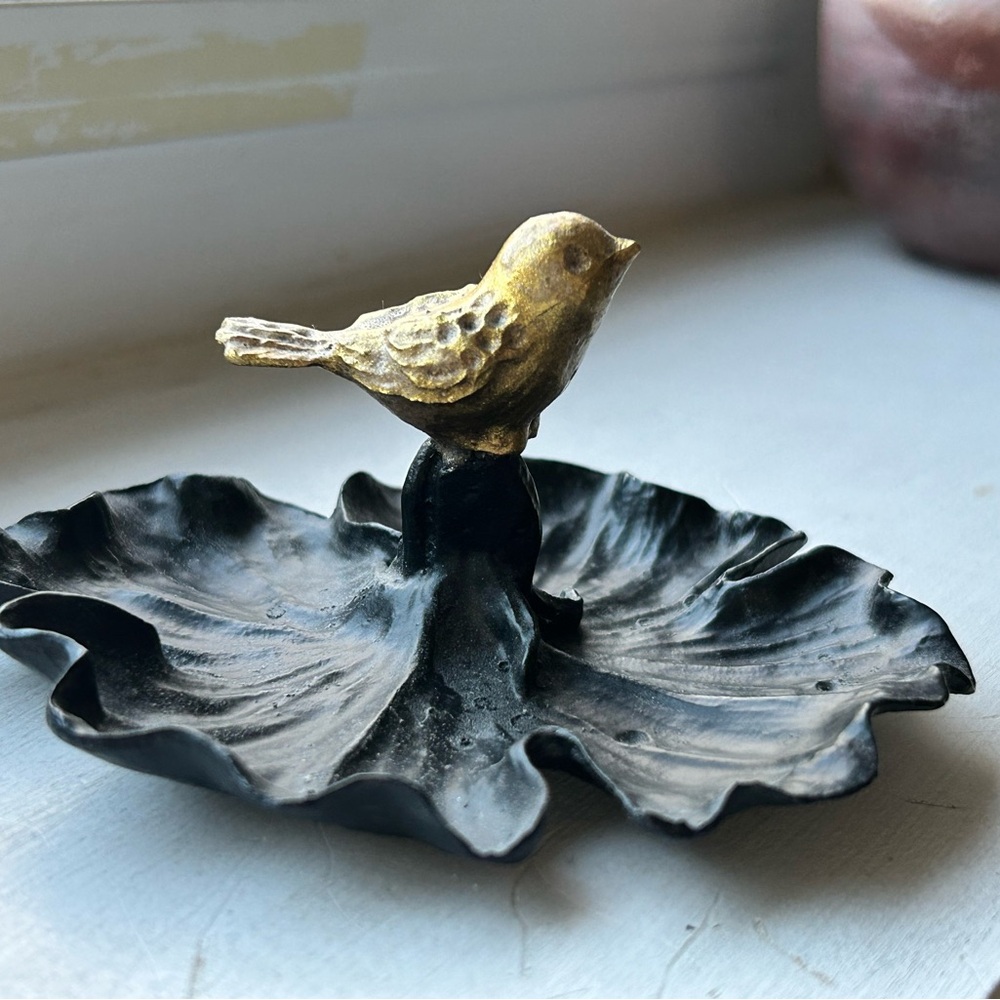 Decorative Bird Trinket Dish - Gold & Black